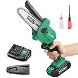 Mini Chainsaw - KIMO 5'' Cordless Battery Powered Chainsaw, 2lbs Lightweight w/ 20V 2.0Ah Battery&Charger, 13.2ft/s Speed, One-Handed Electric Chain Saw for Garden Farm Tree Trimming Wood Cutting