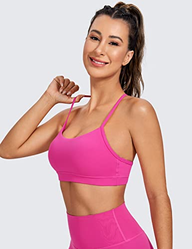 Crz Yoga Womens Butterluxe Y Back Sports Bra - Padded Racerback Low Impact Spaghetti Thin Strap Workout Yoga Bra Hibiscus Purple Large #TOP1