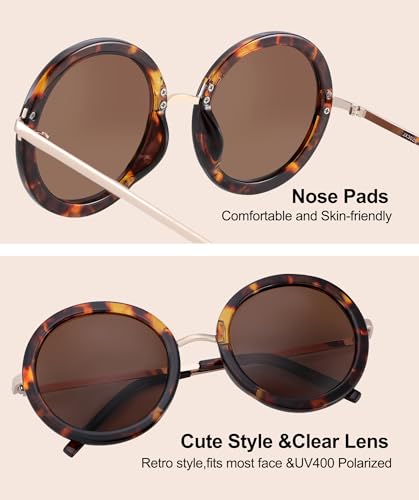 Image of Joox Oversized Round Sunglasses for Women, Retro Polarized Sun Glasses with UV Protection