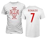 Flaura European Soccer 2020 Portugal #7 Cristiano Ronaldo Jersey Style Unisex T-Shirt (White,...
