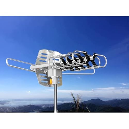1PLUS HDTV Antenna Outdoor 150 Miles Range 360°Rotation Outdoor TV Antenna with Wireless Remote for Roof High Crystal Performance