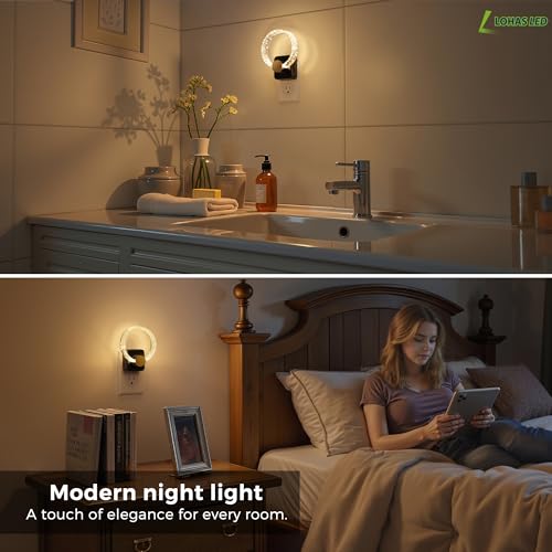 Image of L LOHAS LED Night Lights Plug into Wall, Plug in Night Light with Light Sensor, 3000K Soft White, 0-100LM Brightness Adjustable, Bubble Nightlight for Bathroom Bedroom Hallway