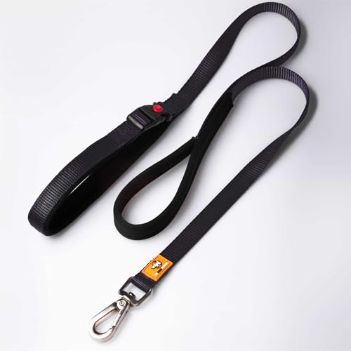 Canny Leash Connect | Heavy Duty Dog Leash | Small, Medium, Large | Handle, Buckle, Padded Grip, Secure Clip | Tie Anywhere, 4ft Length, 5/8in Width, Black