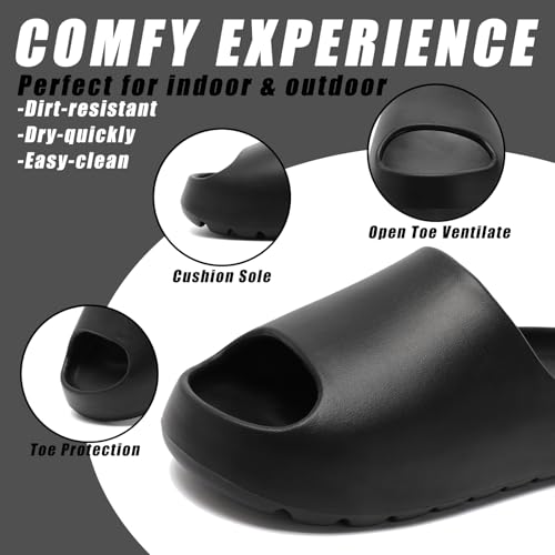 Image of Cloud Slides for Women,EVA Soft House Slippers Unisex,Open Toe Thick Sole Shower Shoes,Mens Slides Indoor & Outdoor