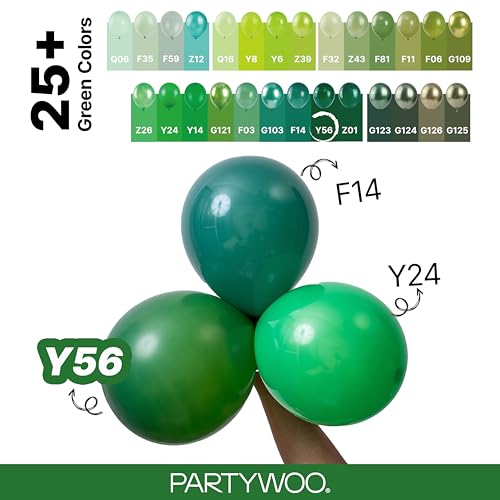 Image of PartyWoo Dark Green Balloons 100 pcs Different Sizes of 36 18 12 10 5 Inch Hunter Emerald Forest Green Balloon Arch Kit Garland for Graduation Christmas Jungle Birthday Party Decorations Green-Y56