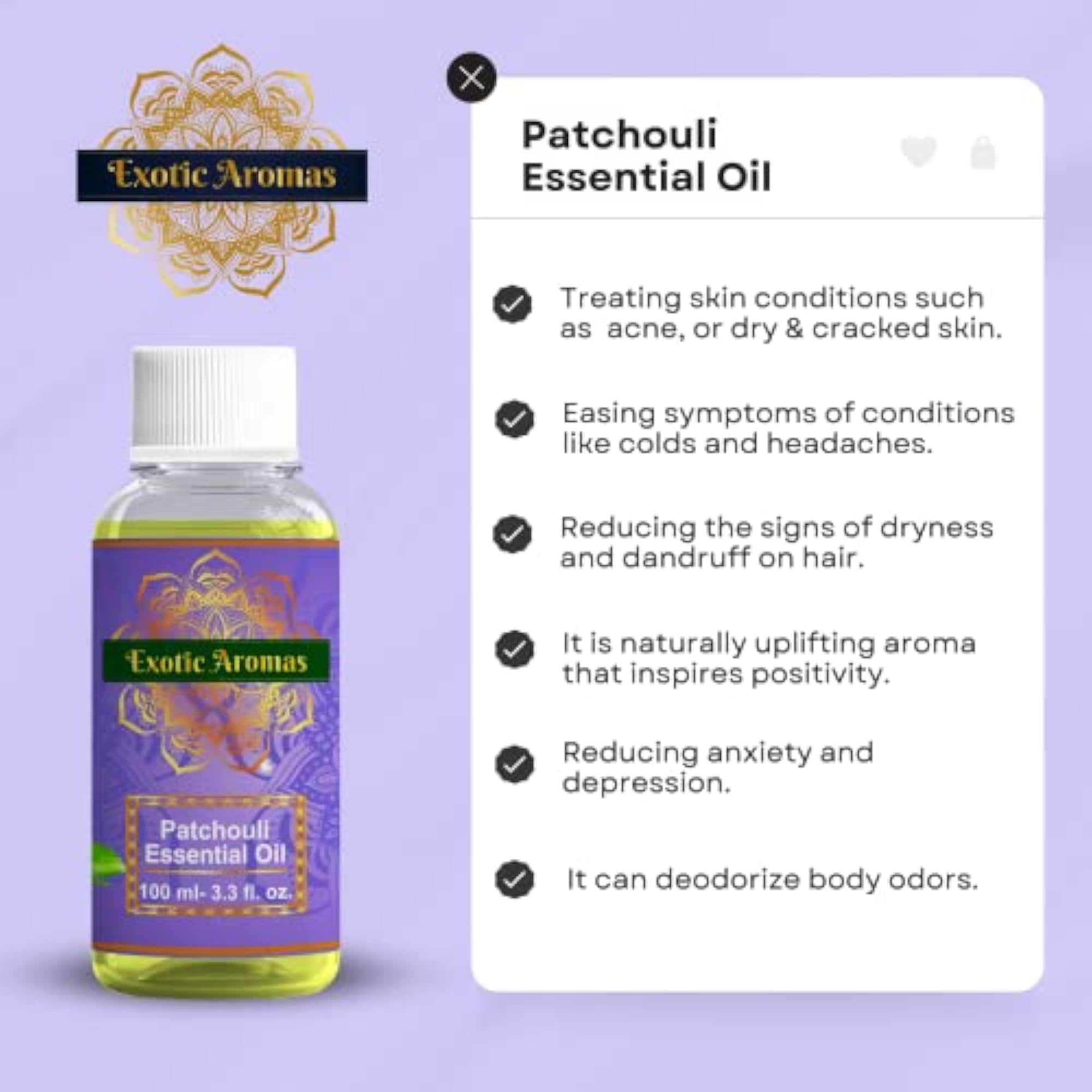 Exotic Aromas Patchouli Essential Oil, 100 ml