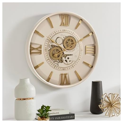CLXEAST Mid Century Minimalist Modern Wall Clocks, 24 Inch Wall Clock with Moving Gears, Large item
