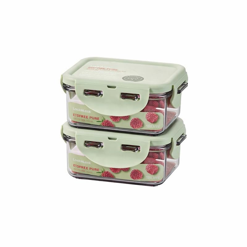 Image of LocknLock LBF805 Mini Food Storage Containers 180ml Each (Pack of 2) | Airtight, Leakproof, BPA-Free Plastic Snack Boxes | Stackable Small Containers for Fridge, Baby Food & Dry Storage