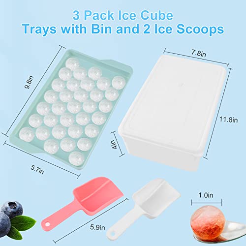 Ice Cube Tray With Container & Scoops, Barlket Ice Cube Trays For Freezer, Round Ice Ball Maker Mold With Lid Make 99 Pcs X 1.0Inch Ice Balls For Whiskey, Coffee, Fruit Juice #TOP2