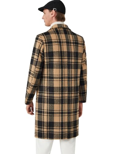 INVACHI Men's Casual Trench Coat Single Breasted Notch Lapel Plain Office Overcoat with Pockets2