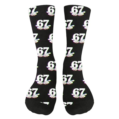 67 Socken Lustige Meme Socken Six Seven Novelty Socken für Männer Frauen Unisex 67 Meme Design Strümpfe für Alltag Sport Volleyball Basketball (E)