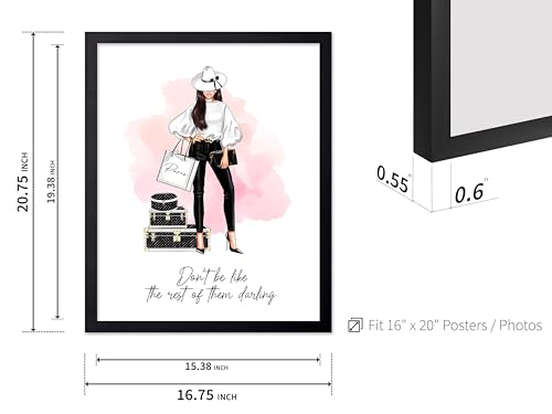 Image of Poster Master Don't Be Like The Rest of Them Darling Poster - Fashion Print - Positive Quote Art - Trendy Art - Gift for Women & Fashionista - Decor for Bedroom or Girls Room, 16x20 Black Framed