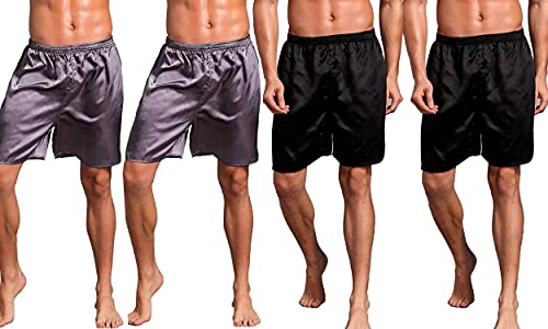 Men's Satin Boxers Shorts Satin Sleep Shorts Silk Pajama Bottom Shorts Sleepwear Travel Beach Lounge Underwear