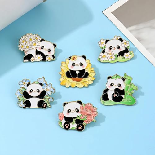 Image of Panda Cute Oil Dripping Panda Brooch Outdoors Lapel Pins Badge Brooch Pins (Bro000001)