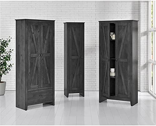 Miniatura 6 de Pemberly Row Gabinete de almacenamiento de madera de granja de 4 estantes de 19" en gris