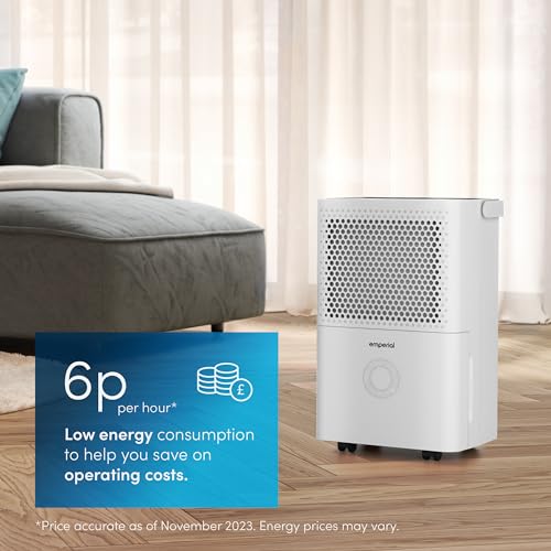 Emperial 12L Day Dehumidifier with Digital Humidity Display, Continuous Drain, Laundry Mode and 24h Timer - Image 3