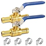 2 valvole a sfera da 16 mm a 2 vie, tubo da 16 mm, interruttore a sfera in ottone con 4 staffe, valvole a sfera in ottone, mini valvola a sfera a 2 vie, per acqua, olio, gas