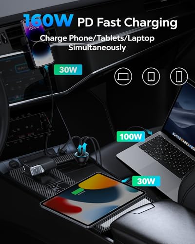 Baseus-160W-USB-C-Car-Charger-Type-C-Car-Charger-QC50-PD30-PPS-3-Ports-Super-Fast-Charging-Car-Phone-Charger-Adapter-for-iPhone-15-14-13-Pro-Samsung-S22-iPad-MacBook-Pro