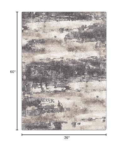 Area Rugs for Bedroom Living Room Machine Washable Large Modern Abstract Print Soft Entryway Runner Rug, Non Slip Carpet with Gripper, Brown 3x5