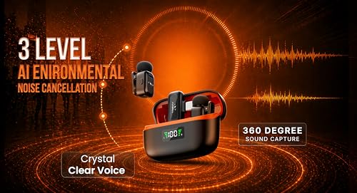 Image of FLYBALL Wireless Lavalier Microphone for YouTube Recording - Upgraded Chip, 3-Level Noise Cancellation, 50m Range, 30H Battery, Clip-On Collar Mic for iPhone & Android, Vlogging & Live Streaming