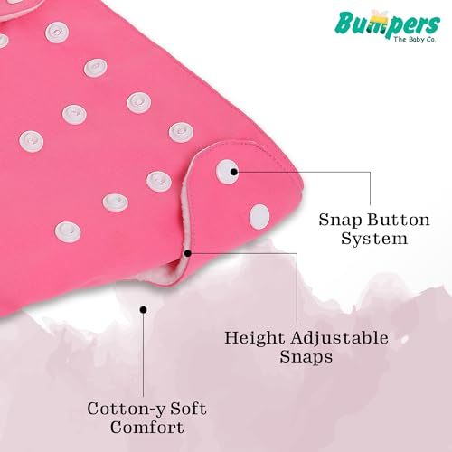 Image of Bumpers Baby Reusable Cloth Diaper with Insert Pad | Leak-Proof, Super Absorbent & Ultra Soft | Adjustable & Washable Cloth Diaper | Prevent Rashes | Freesize 5-17Kg | (3M-3Y), Pack of 5, Pink