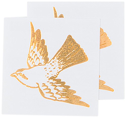 Tattly Temporary Tattoos, Cartolina Bird/Gold, 0.1 Ounce