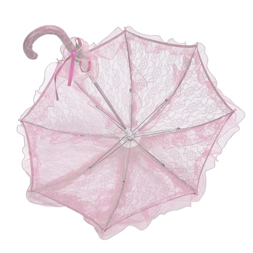 Parasol en Dentelle, Parapluie en Dentelle de Mariée de Mariage, Décoratif élégant pour Concert pour la Photographie (Rose)