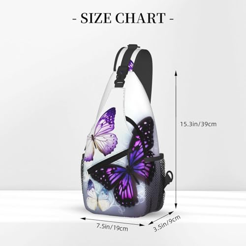 Mochila tipo sling negra con diseño de mariposas miniatura 2