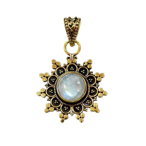 Bijoux pendentif pierre de lune femme ethnique plaqué or