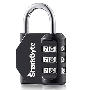 SharkByte Luggage Locks – 3-Dial Weatherproof Outdoor Security Combination Padlock, Small Travel Lock for Suitcases Luggage Case Travel Bag Gym Lockers Code Padlock (Pack of 1)