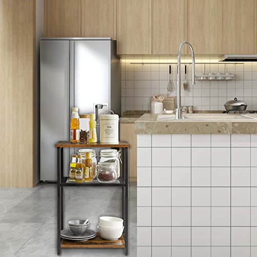 IBUYKE Mesa Auxiliar de 3 Niveles,Extremo del Sofá, Mesita de Noche de Estilo Industrial,Estructura de Acero Resistente,para Pasillo,Sala de Estar, Dormitorio,39 x 29 x 59cm, Marrón TMJ403H - imagen 8