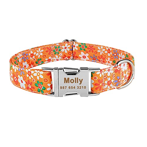 Collier de chien en nylon réglable orange taille S à L - 2