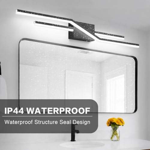 Image of SOLFART Bathroom Lighting Fixtures Over Mirror 40 Inch Dimmable Matte Black Vanity Lights Modern Bathroom Light