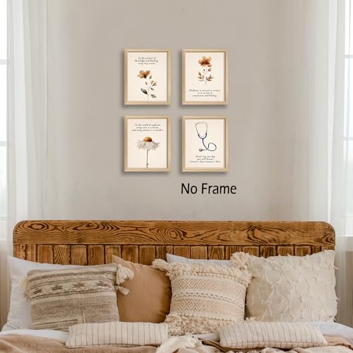 KSDUT Medical Wall Decor Art Set of 4 - Doctor Stethoscope Artwork Poster Prints Flower Floral Wall Decor Botanical Nurse Picture Wall Art for Office Home Hospital Decorations - 8"x10" Unframed by KSDUT - Used condition - Image 5