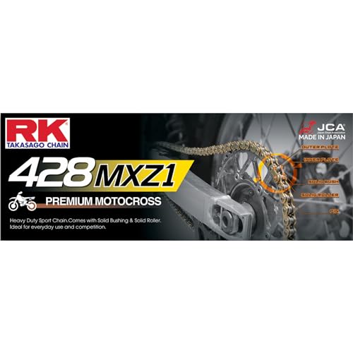 RK Racing Chain 428MXZ1-134 Steel 134 Link Heavy Duty Racing Chain with Connecting Link