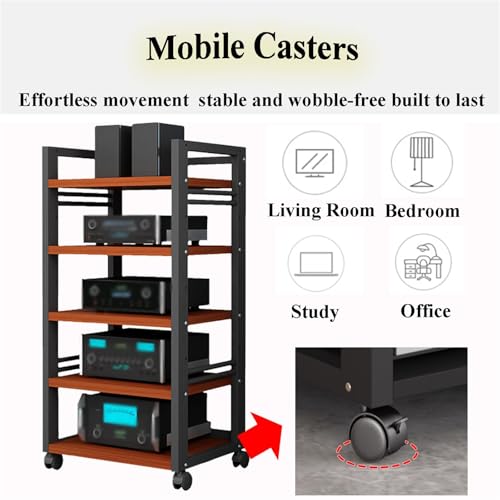 DZZTHSH Soporte multimedia AV, 5 estantes para componentes de audio, unidad de entretenimiento, receptores estéreo, equipo de tocadiscos - imagen 6