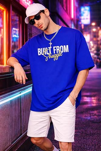 Image of London Hills Printed Cotton Blend Half Sleeve Oversized Men Round Neck Tshirts | T Shirt for Man | Tshirt | Shirts Men | Tshirt for Man | T-Shirt | Pack of 2