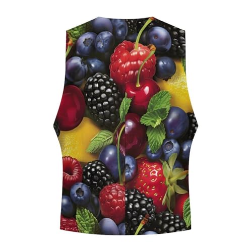 Blueberry Strawberry Lemon Novelty Men's Suit Vest Casual Formal Dress Vests Business Waistcoat4