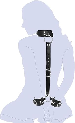 Neck to Wrist Restraints Kit with Traction Chain Back Sex Handcuffs Bondage Gear Accessories SM Beginner Role Play Toy BDSM Bondage Sex Restraints Set Couples Sex Toys Sweater d-065