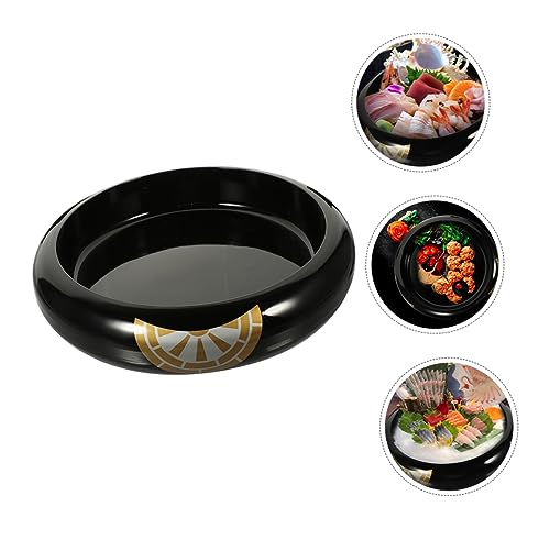Plato japonés para sushi plástico negro redondo miniatura 2