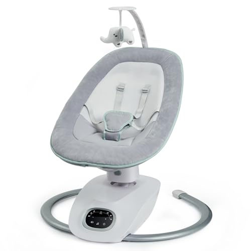 Momcozy CocoSway Baby Swing for Infants to Toddler, 3D-Motion Electric Baby Swing with 6 Motions & 4-Speeds, Remote Control, Infant Swing with 8 Preset Lullabies for Baby Boy Girl Up to 20 lbs