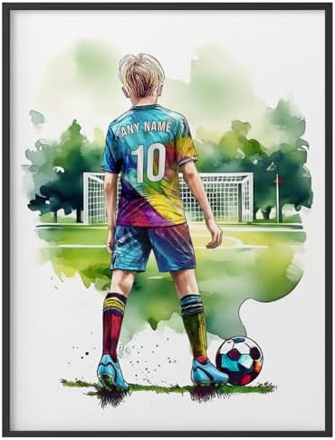 Personalised Football Art for boys or girls. Custom Bedroom Print...