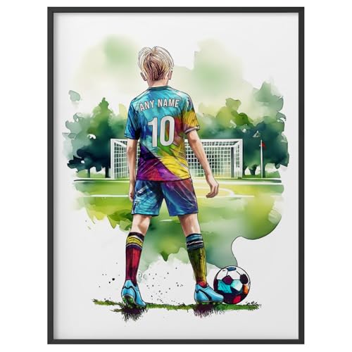 Personalised Football Art for boys or girls. Custom Bedroom Print.