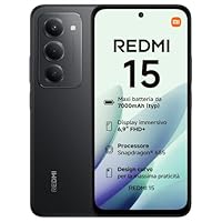 XIAOMI Redmi 15, Smartphone 6+128GB, DotDisplay FHD+ 144Hz da 6,9", Snapdragon 685, doppia fotocamera AI da 50MP, Batteria da 7000mAh, Garanzia di 2 anni, Nero, Caricabatterie non incluso