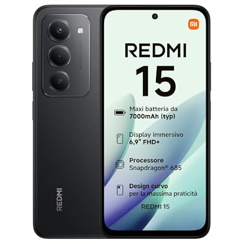 Xiaomi Redmi 15 – Smartphone 8+256GB, Display 144Hz, Nero
