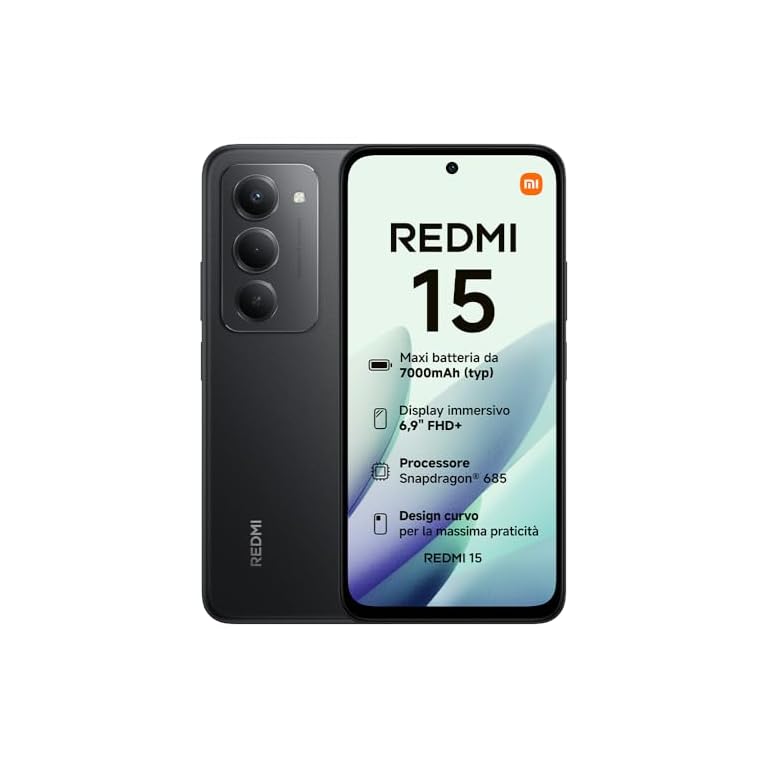 Xiaomi Redmi 15 – Smartphone 8+256GB, Display 144Hz, Nero