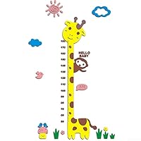 Giraffe and Monkey Height Chart Wall Sticker for Kids' Rooms, Acrylic Material Offering Long Lasting Performance