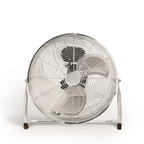 CREATE / AIR FLOOR RETRO/Ventilador industrial de suelo cromado/Ventilador 12 pulgadas,flujo de aire potente, 3 velocidades,silencioso,ligero, patas antideslizantes, 55W