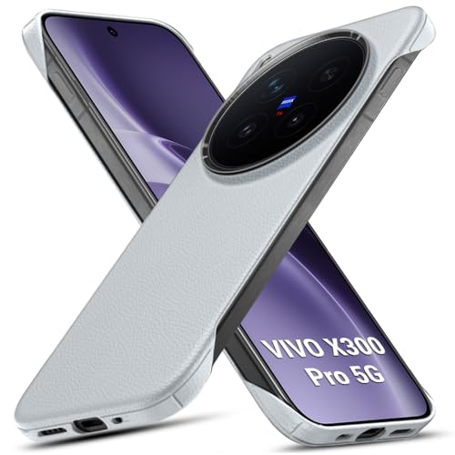 Image of TheGiftKart Hybrid Ultimate Slim Back Case Cover for Vivo X300 Pro 5G | Lightweight Profile | Hard Back Case Cover for Vivo X300 Pro 5G (PC & TPU, Metal Camera Ring, Leather Texture Finish, Grey)