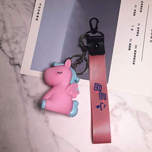 Preisvergleich Produktbild dyudyrujdtry modisch Einhorn geprägt Anhänger Schlüsselanhänger für Herren oder Damen Tasche Phone Auto Anhänger Schlüsselanhänger - Rot + Band